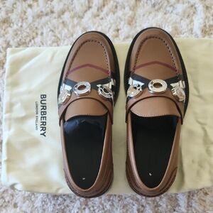 Burberry Brown Loafers with Silver Accents